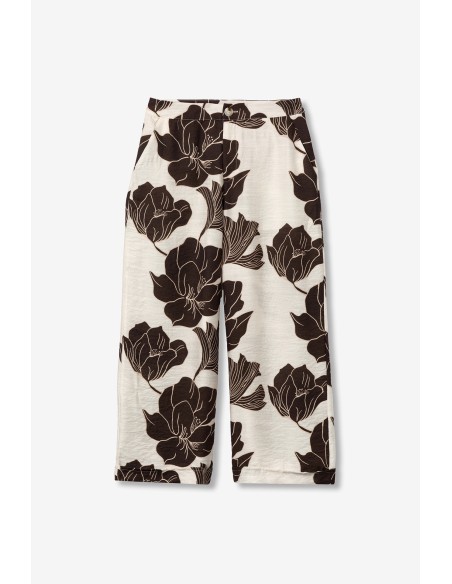 PANTALONES-ANCHOS-BEIGE-ESTAMPADO-FLORES-MARRONES-CIERRE-BOTÓN-CREMALLERA-POSEY-TIFFOSI