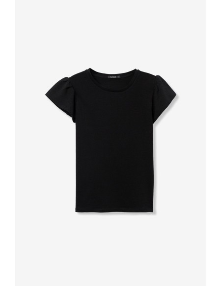 CAMISETA-BÁSICA-MANGAS-VOLANTES-CUELLO-PICO-KIRA-TIFFOSI