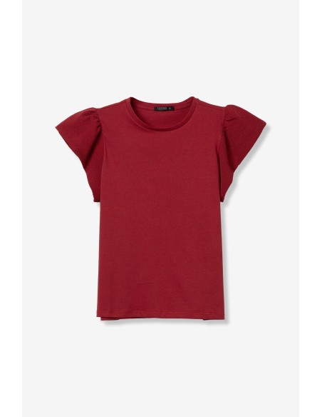 CAMISETA-BÁSICA-MANGAS-VOLANTES-CUELLO-PICO-KIRA-TIFFOSI