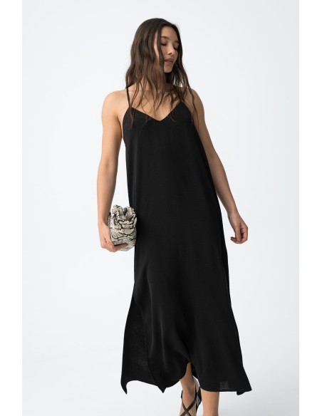 VESTIDO-LARGO-TIRANTES-FINOS-CRUZADOS-DETRÁS-CUELLO-PICO-BESTIE-TIFFOSI