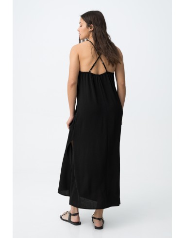 VESTIDO-LARGO-TIRANTES-FINOS-CRUZADOS-DETRÁS-CUELLO-PICO-BESTIE-TIFFOSI