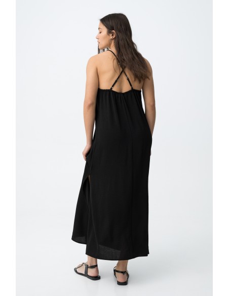 VESTIDO-LARGO-TIRANTES-FINOS-CRUZADOS-DETRÁS-CUELLO-PICO-BESTIE-TIFFOSI