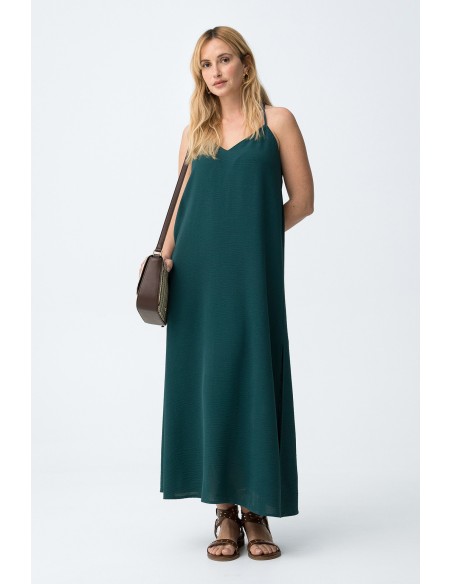 VESTIDO-LARGO-TIRANTES-FINOS-CRUZADOS-DETRÁS-CUELLO-PICO-BESTIE-TIFFOSI