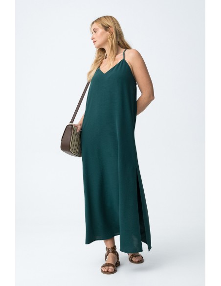VESTIDO-LARGO-TIRANTES-FINOS-CRUZADOS-DETRÁS-CUELLO-PICO-BESTIE-TIFFOSI