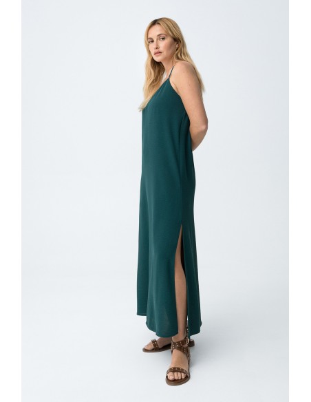 VESTIDO-LARGO-TIRANTES-FINOS-CRUZADOS-DETRÁS-CUELLO-PICO-BESTIE-TIFFOSI