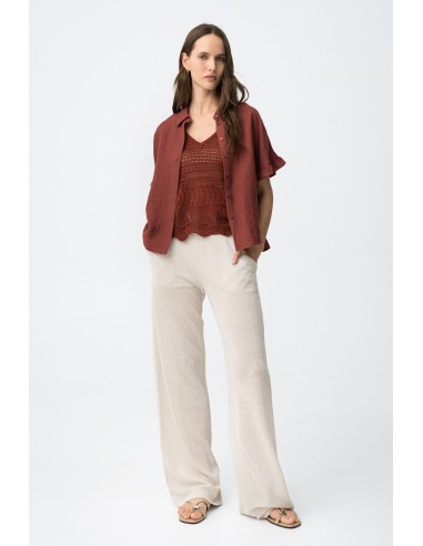 PANTALONES-ANCHOS-BEIGE-CINTURA ÉLÁSTICA-BOLSILLOS-LATERALES-TAKI-TIFFOSI