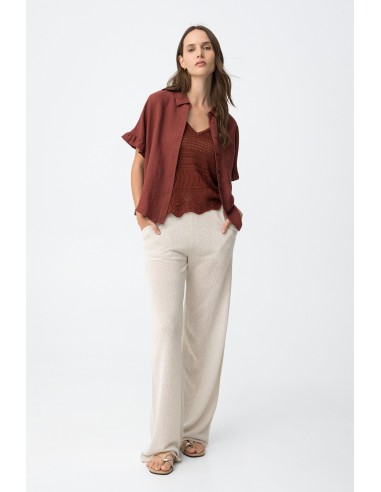 PANTALONES-ANCHOS-BEIGE-CINTURA ÉLÁSTICA-BOLSILLOS-LATERALES-TAKI-TIFFOSI