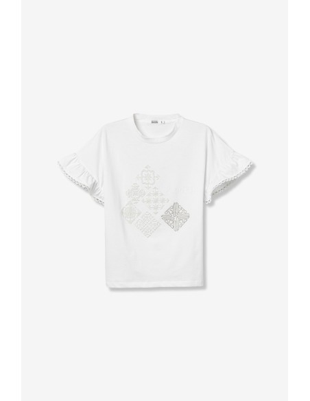 CAMISETA-MANGA-CORTA.ENCAJE-BORDADO-FRONTAL-NOEMIA-TIFFOSI
