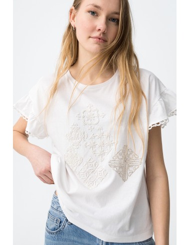 CAMISETA-MANGA-CORTA.ENCAJE-BORDADO-FRONTAL-NOEMIA-TIFFOSI