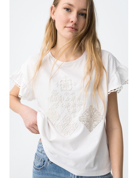 CAMISETA-MANGA-CORTA.ENCAJE-BORDADO-FRONTAL-NOEMIA-TIFFOSI