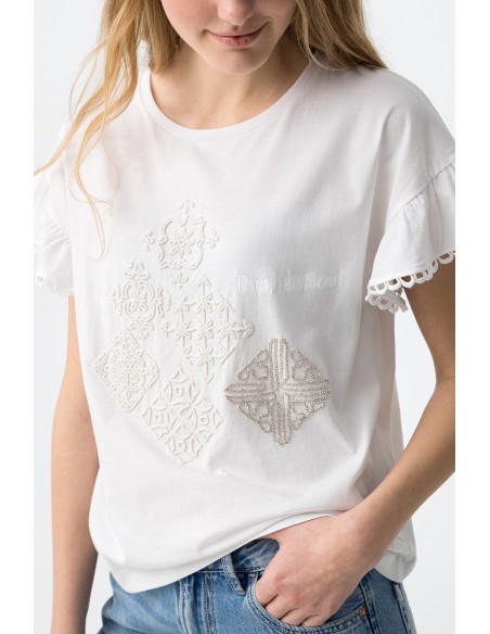 CAMISETA-MANGA-CORTA.ENCAJE-BORDADO-FRONTAL-NOEMIA-TIFFOSI