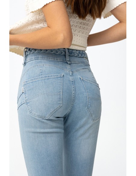 JEANS-AZUL-CLARO-DOBLE-UP-TIRO-ALTO-CINTURÓN-TRENZADO-TIFFOSI