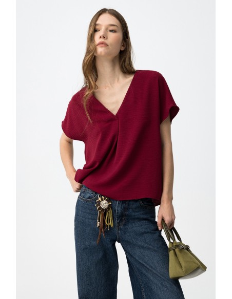 BLUSA-CUELLO-PICO-MANGA-CORTA-MAXINE-TIFFOSI