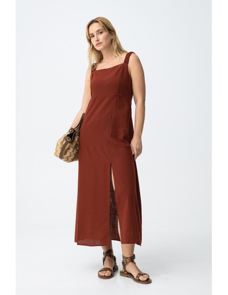 VESTIDO -CORTE-MIDI-REGULAR-TIRANTES-ANCHOAS-FRUNCIDOS--OLINDA-TIFFOSI