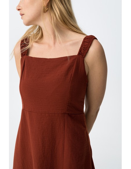 VESTIDO -CORTE-MIDI-REGULAR-TIRANTES-ANCHOAS-FRUNCIDOS--OLINDA-TIFFOSI