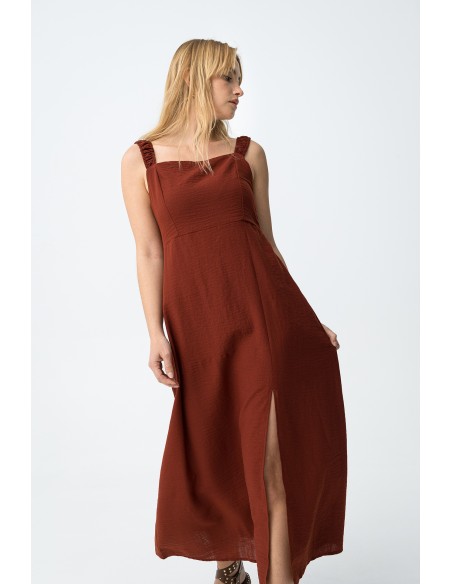 VESTIDO -CORTE-MIDI-REGULAR-TIRANTES-ANCHOAS-FRUNCIDOS--OLINDA-TIFFOSI