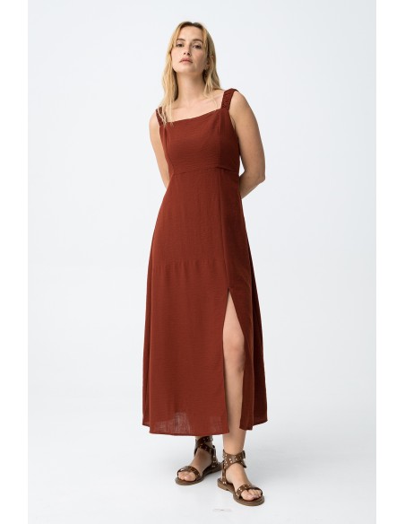 VESTIDO -CORTE-MIDI-REGULAR-TIRANTES-ANCHOAS-FRUNCIDOS--OLINDA-TIFFOSI