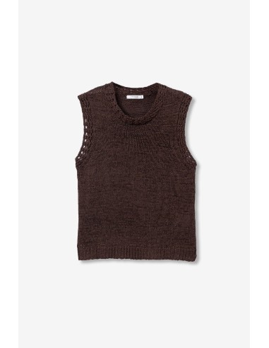 TOP-MARRÓN-CHOCOLATE-SON-MANGAS-ELÁSTICO-CUELLO-BAJO-DETALLE-CALADO-BAELLA-TIFFOSI