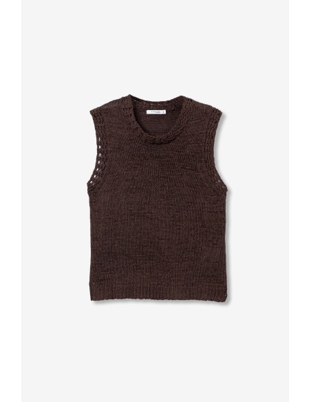 TOP-MARRÓN-CHOCOLATE-SON-MANGAS-ELÁSTICO-CUELLO-BAJO-DETALLE-CALADO-BAELLA-TIFFOSI