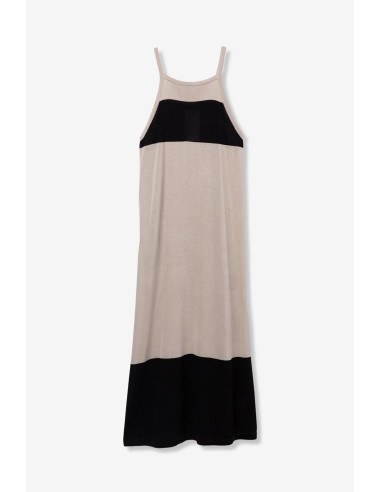 VESTIDO-SIN-MANGAS-BICOLOR-BEIGE-NEGRO--CORTE-SUELTO-COMPANY-TIFFOSI