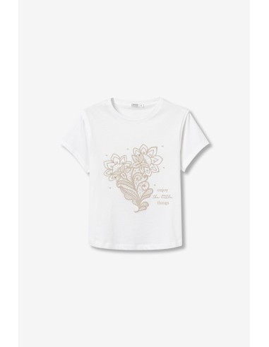 CAMISETA-BLANCA-BORDADOS-FLORES-BEIGE-FRASE-ANGEL-TIFFOSI