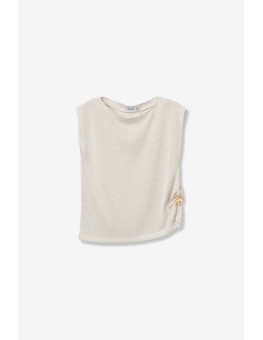 CAMISETA-BEIGE-MANGA-SISA-BROCHE-ESTRELLA-TEJIDI-FINO-TAKY-TIFFOSI