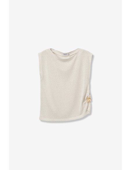 CAMISETA-BEIGE-MANGA-SISA-BROCHE-ESTRELLA-TEJIDI-FINO-TAKY-TIFFOSI