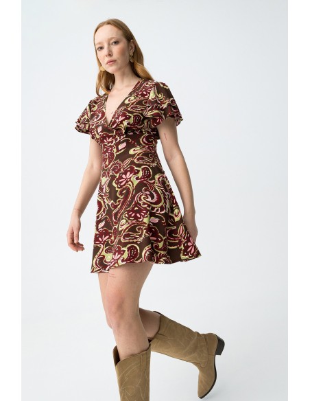 VESTIDO-ESTAMPADO-CORTO-MANGA-CORTA-VOLANTES-CUELLO-PICO-CLARICE-TIFFOSI