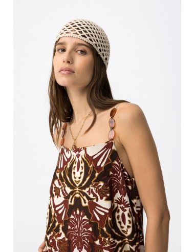 VESTIDO-LARGO-ESTAMPADO-MARRÓN-BEIGE-ADORNOS-TIRANTES-MARGARIDA-TIFFOSI