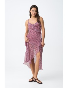 VESTIDO-FLORAL-MIDI-CORTE-SLIM.VOLANTES-TIRANTES-FINOS-PAQUITA-TIFFOSI 2