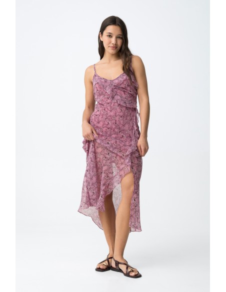 VESTIDO-FLORAL-MIDI-CORTE-SLIM.VOLANTES-TIRANTES-FINOS-PAQUITA-TIFFOSI