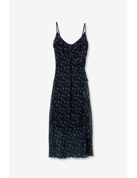 VESTIDO-FLORAL-MIDI-CORTE-SLIM.VOLANTES-TIRANTES-FINOS-PAQUITA-TIFFOSI