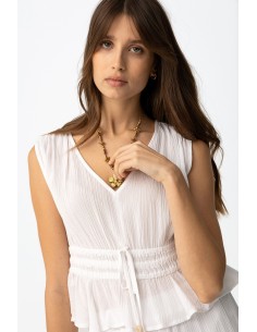 TOP-BLANCO-SIN-MANGAS-CUELLO-PICO-FRUNCIDO-VOLANTE-LAZO-FRONTAL-CAMPONESA-TIFFOSI