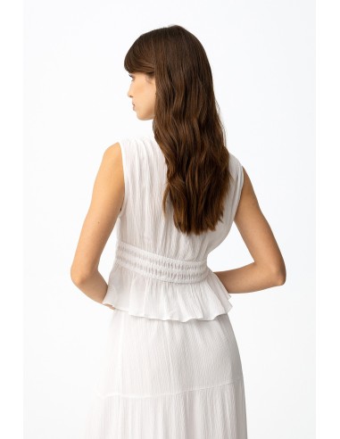 TOP-BLANCO-SIN-MANGAS-CUELLO-PICO-FRUNCIDO-VOLANTE-LAZO-FRONTAL-CAMPONESA-TIFFOSI