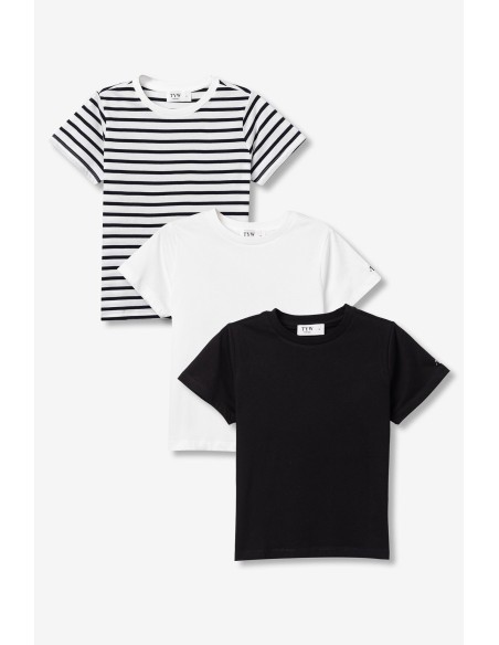PACK-TRES-CAMISETAS-RAYAS-BLANCO-NEGRA-MANGA-CORTA-CUELLO-REDONDO-COSTA-TIFFOSI