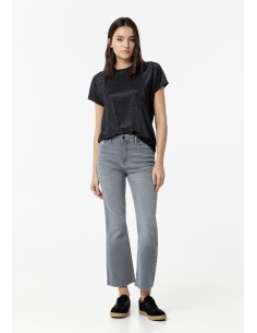 VAQUEROS-GRISES-MEGAN-CROPPED-CINCO-BOLSILLOS-LIGERA-CAMPANA-DESFLECADOS TIFFOSI