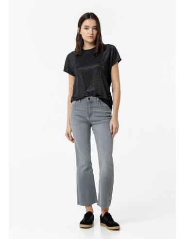 VAQUEROS-GRISES-MEGAN-CROPPED-CINCO-BOLSILLOS-LIGERA-CAMPANA-DESFLECADOS TIFFOSI