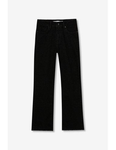 JEANS-NEGROS-CAPRI-MEGAN-CINCO-BOLSILLOS-LIGERA-CAMPANA-BAJO-DESHILACHADO-TIFFOSI
