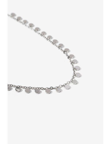 COLLAR-PLATEADO-PEQUEÑOS-DISCOS-COLGANTES-CIERRE-REGULABLE-LEAF-TIFFOSI