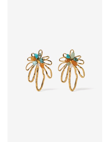 PENDIENTES DORADOS FLORALES LILA TIFFOSI