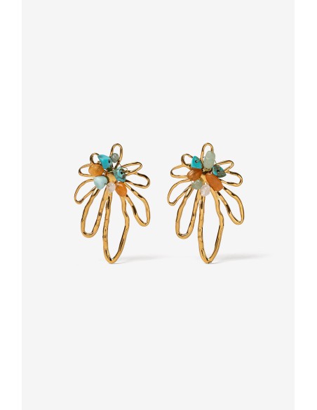PENDIENTES DORADOS FLORALES LILA TIFFOSI