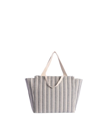 BOLSO-PLAYA-RAYAS-AZUL-BEIGE-BLANCO-DOS-ASAS-MANO-DOS-HOMBRO-MADEIRA-DON-ALGODÓN