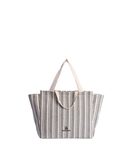 BOLSO-PLAYA-RAYAS-AZUL-BEIGE-BLANCO-DOS-ASAS-MANO-DOS-HOMBRO-MADEIRA-DON-ALGODÓN