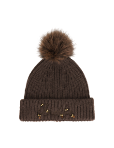 GORRO-PUNTO-MARRÓN-ADORNOS-FRONTAL-POMPÓN-ANEKKE 2