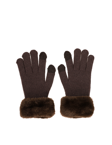 GUANTES-PUNTO-MARRÓN-ADORNOS-SUPERIOR-PUÑIS-EFECTO-PIEL-ANEKKE