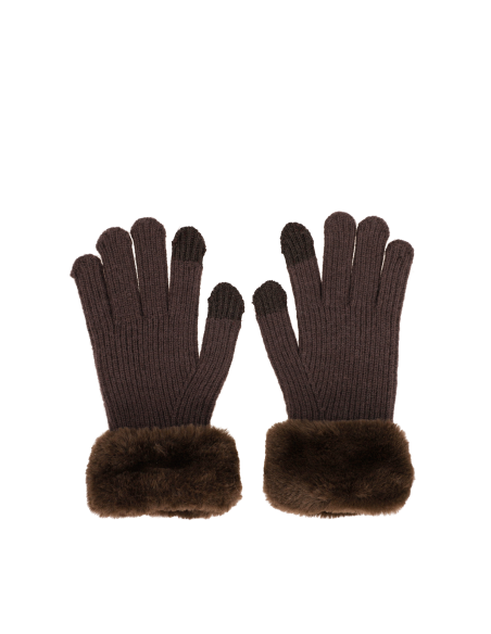 GUANTES-PUNTO-MARRÓN-ADORNOS-SUPERIOR-PUÑIS-EFECTO-PIEL-ANEKKE