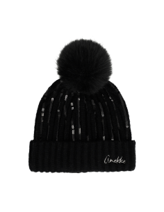 GORRO-PUNTO-NEGRO-POMPÓN-LENTEJUELAS-ANEKKE