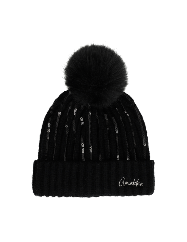 GORRO-PUNTO-NEGRO-POMPÓN-LENTEJUELAS-ANEKKE