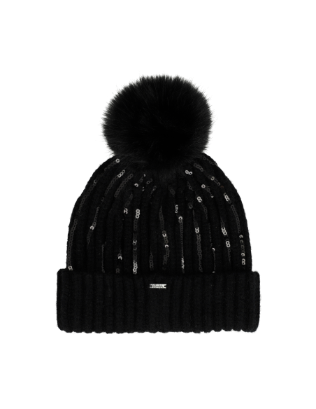 GORRO-PUNTO-NEGRO-POMPÓN-LENTEJUELAS-ANEKKE