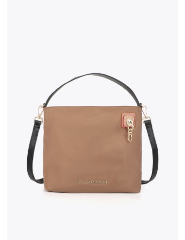 BOLSO-HOBO-MARRÓN-TAUPE-CIERRE-METÁLICO-ASA-MANO-ASA-BANDOLERA-LOLA-CASADEMUNT